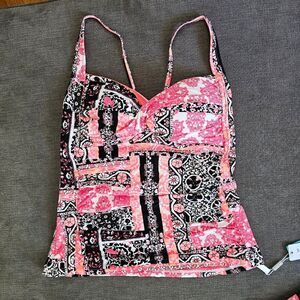 Seafolly Silk Market Twist Halter Singlet Swimsuit Top size 10